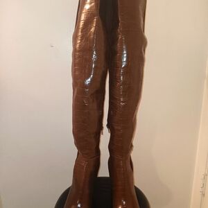 Aldo Choan Chocolate Croc Thigh High Boots (US Size 8)
